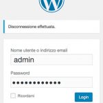 il pannello di login wordpress